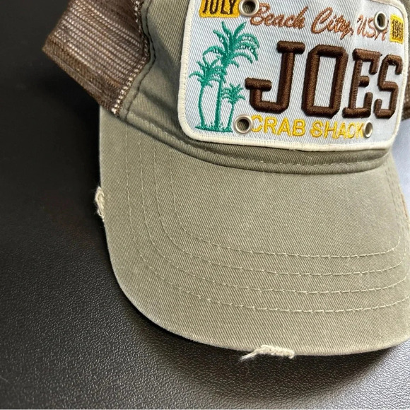 Joes‎ Crab Shack Hat Cap Adjustable Strap Back One Size Green Distressed Vintage - Picture 4 of 10